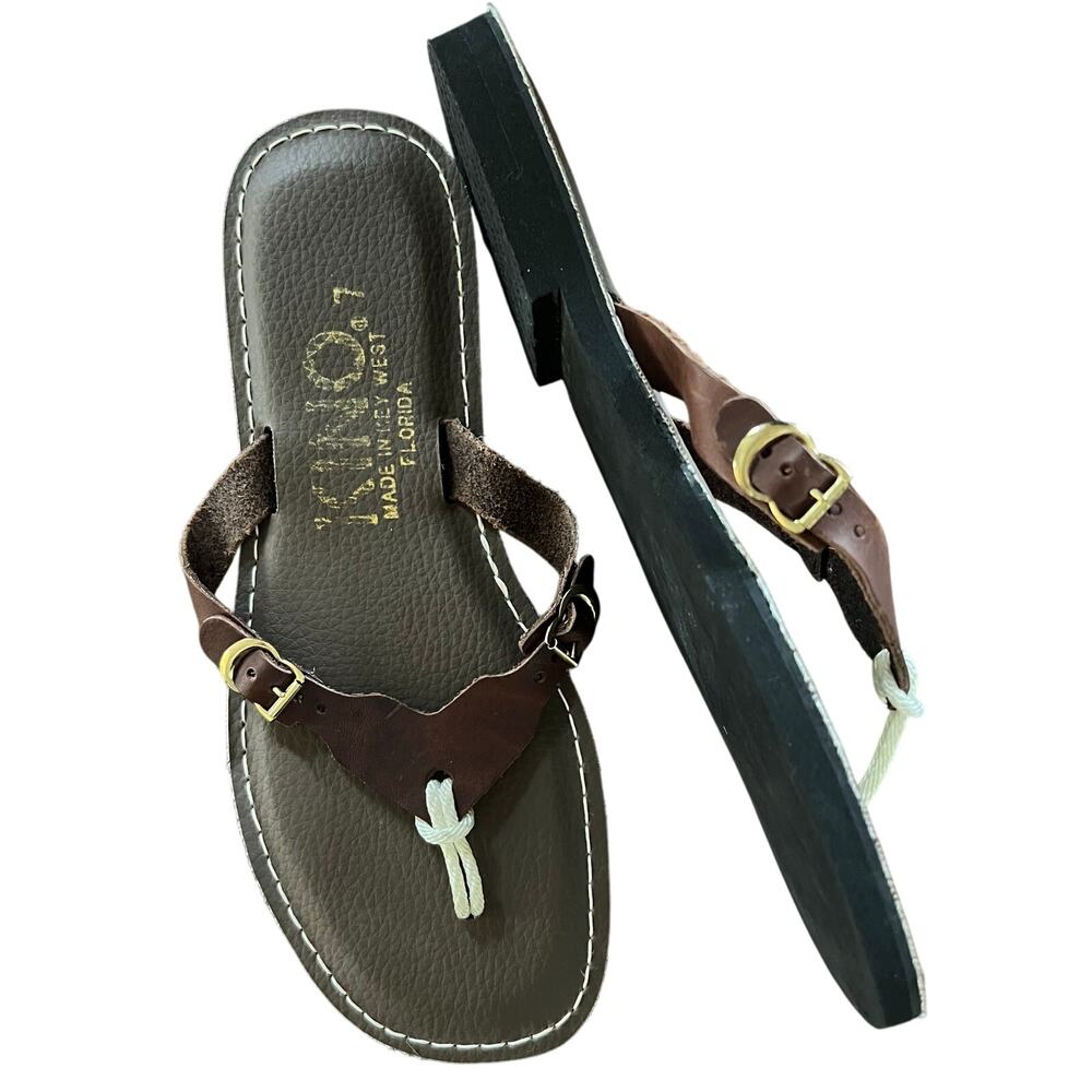 KINO made in Key West Julia Leather Flip Flop Sandals Size 7 Beach Vaca Summer